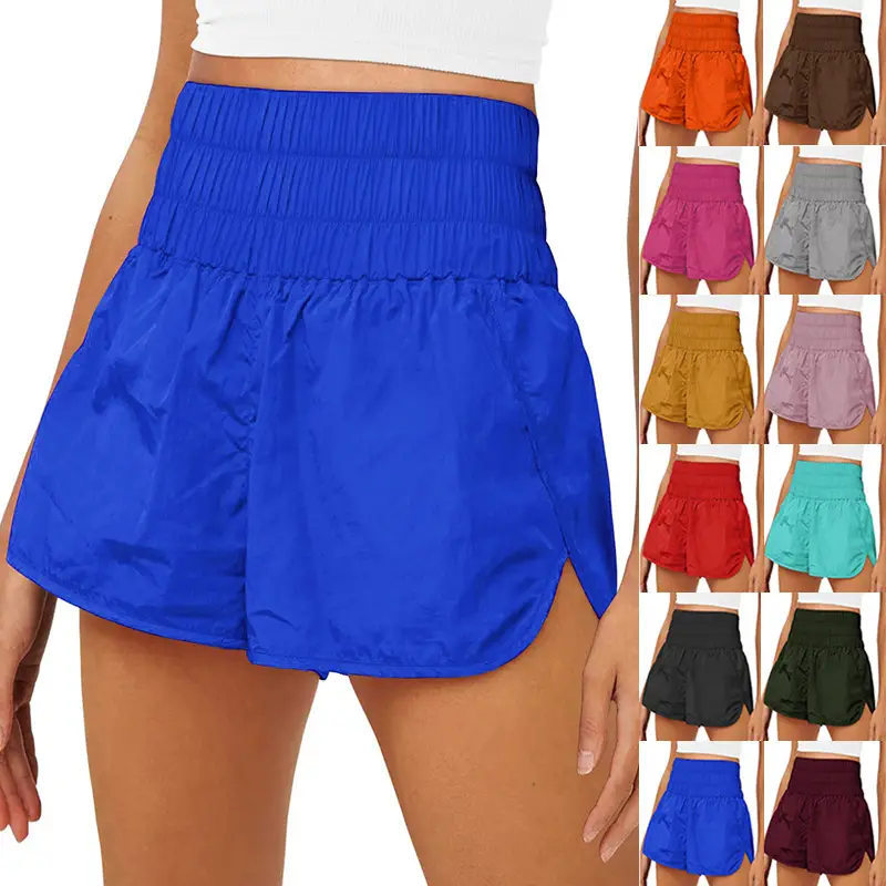 2024 Summer Fake Pleated Nylon Shorts Blue Multi Color - Image 10