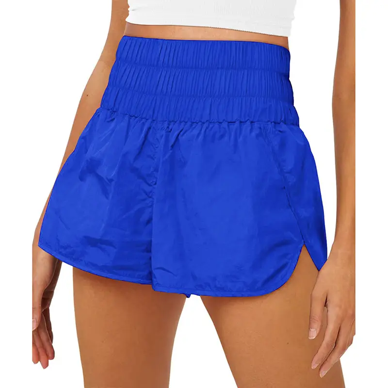 2024 Summer Fake Pleated Nylon Shorts Blue Multi Color - Image 9