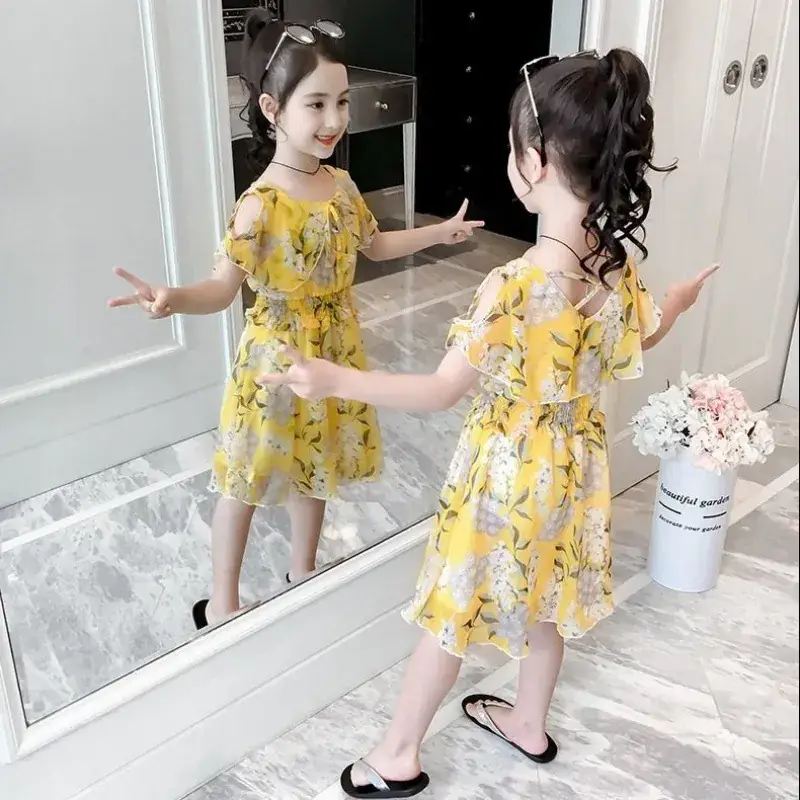 Girls' Korean Style Floral Chiffon Dress 2019 - Image 6