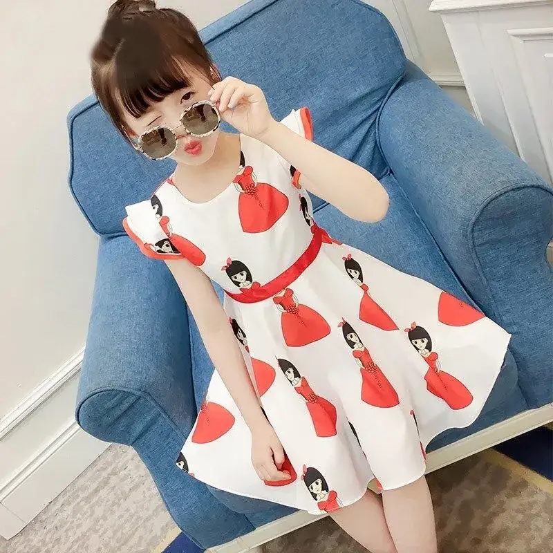 Girls' Korean Style Floral Chiffon Dress 2019 - Image 5