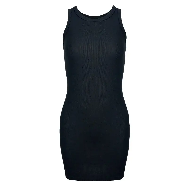 White Slim Knitted Ribbed Hip Dress for Women 2023 - Image 8