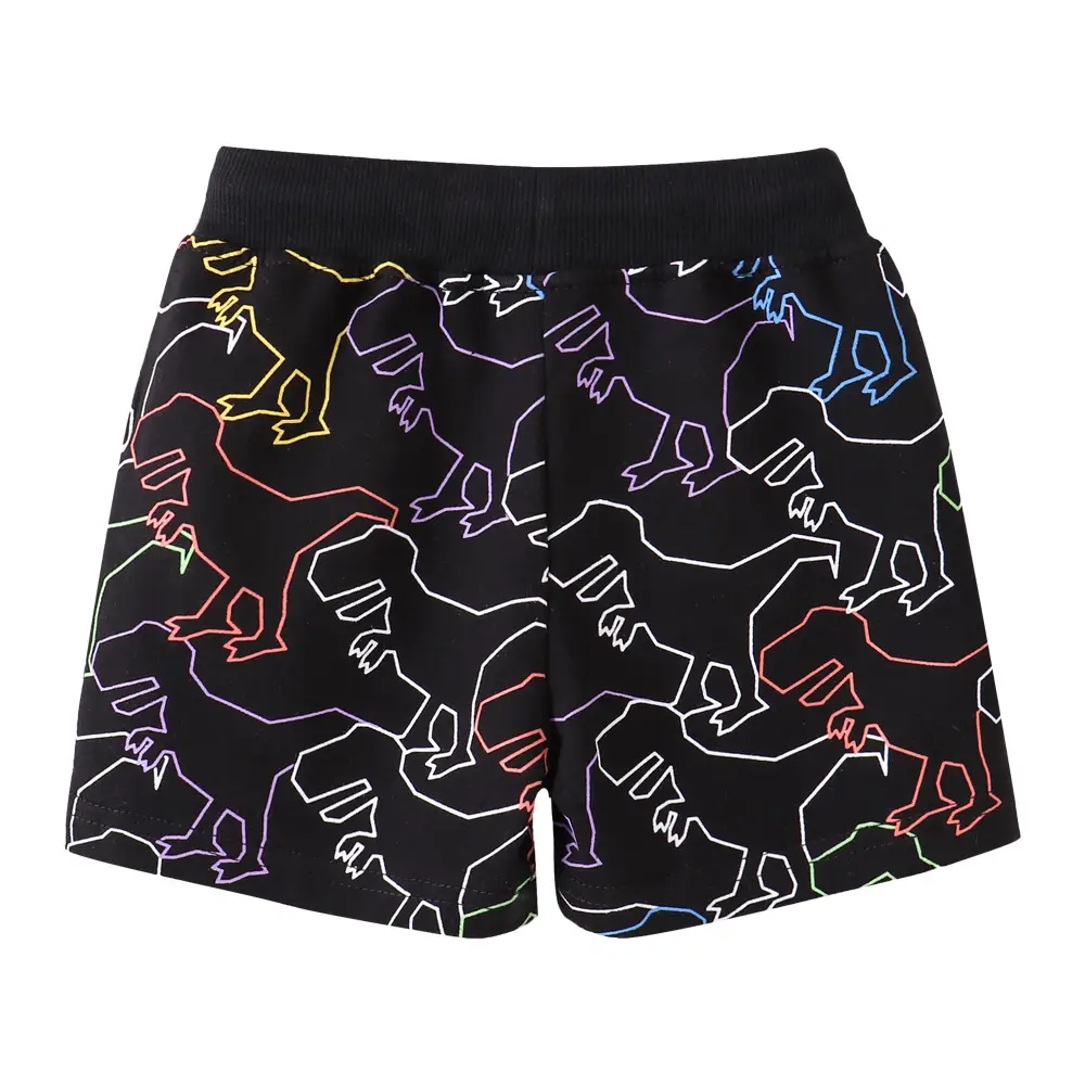 Kids Cartoon Printed Shorts Black Cotton Spring Summer - Image 5