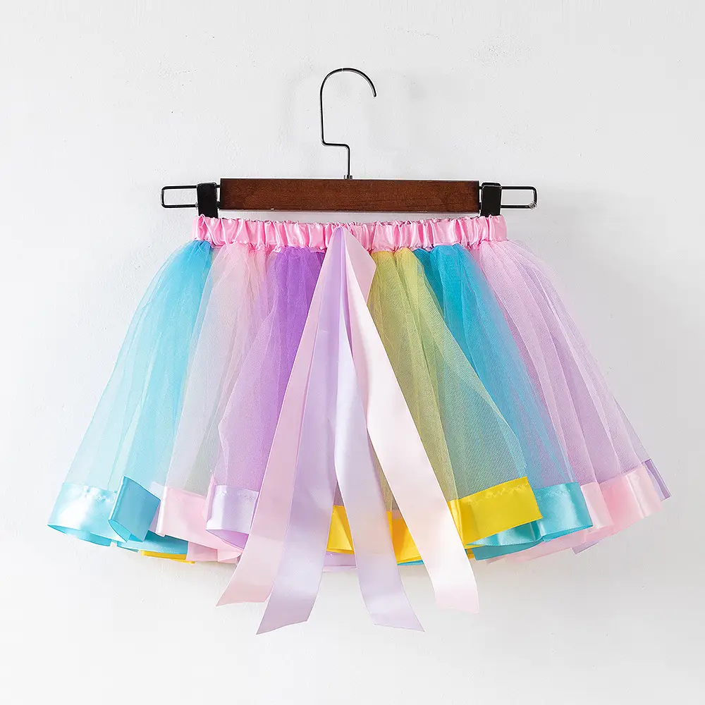 2025 Rainbow Mesh Skirt for Girls Dance Wear - Image 12