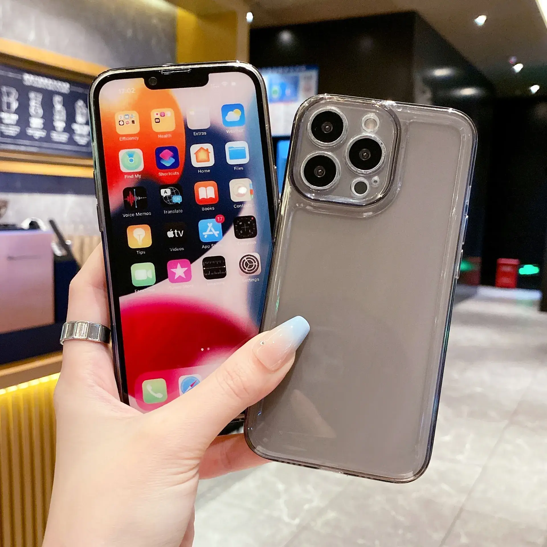 Transparent iPhone 16 Pro Case Space Gray Anti-Fall