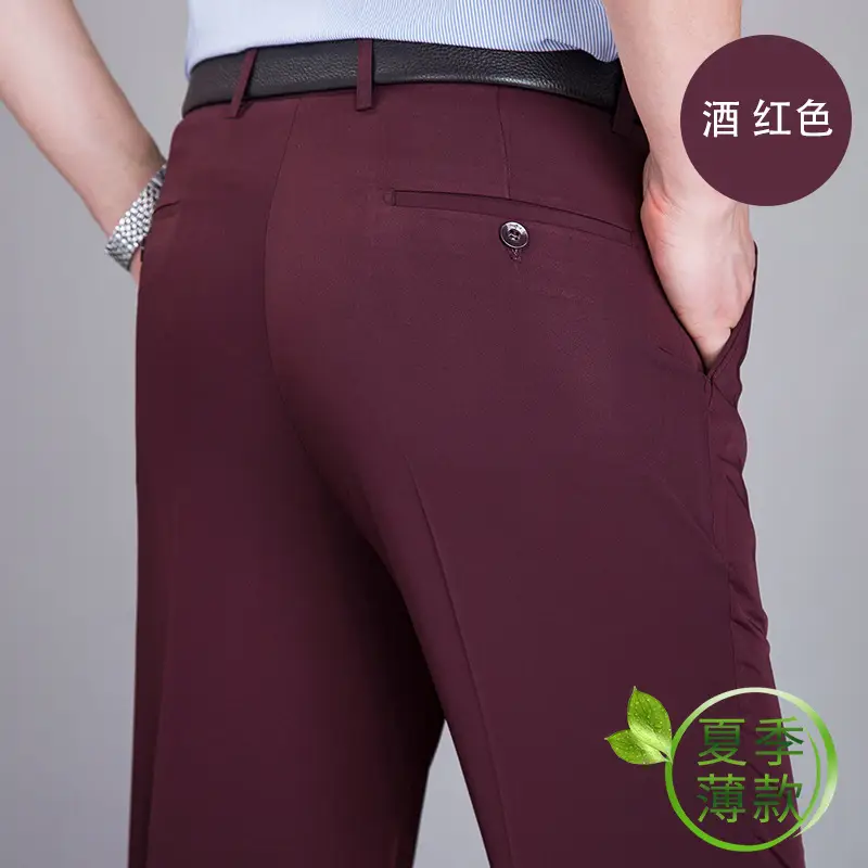 Summer Thin Mulberry Silk Western Pants Men Straight Non-Ironing - Image 11