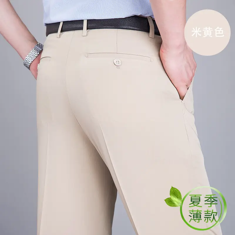 Summer Thin Mulberry Silk Western Pants Men Straight Non-Ironing - Image 13