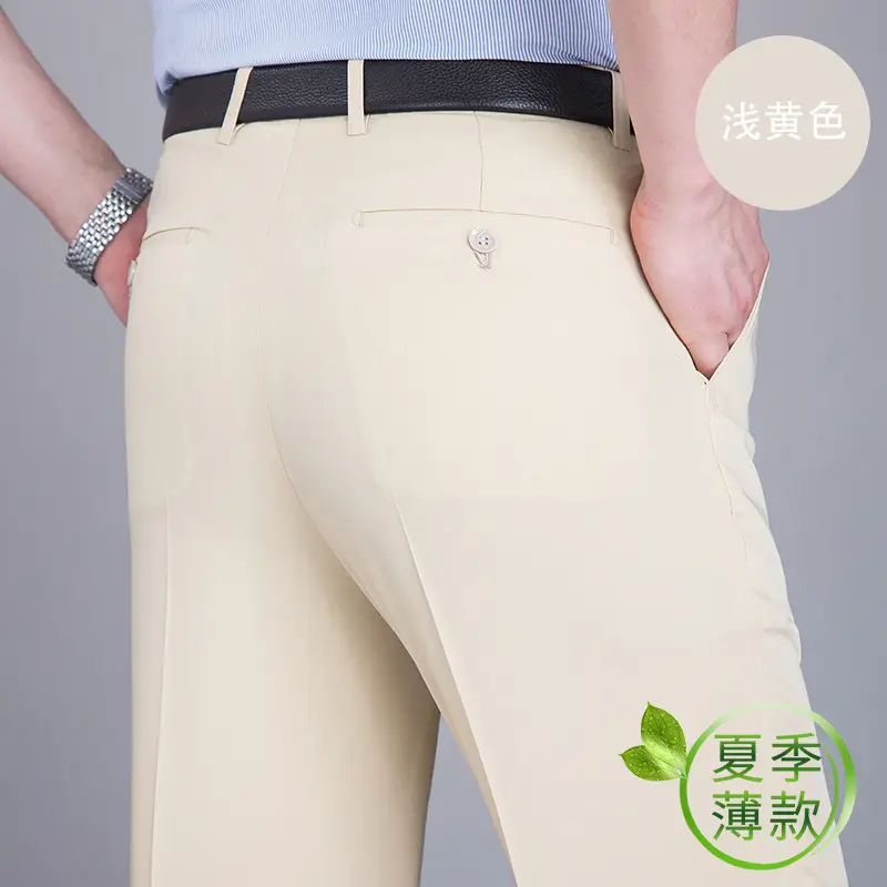 Summer Thin Mulberry Silk Western Pants Men Straight Non-Ironing - Image 14