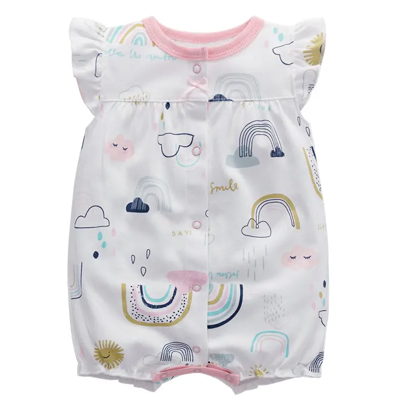 Newborn Cotton Cat Print Shorts Suit Pink Spring Summer - Image 17