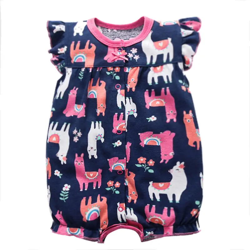 Newborn Cotton Cat Print Shorts Suit Pink Spring Summer - Image 24