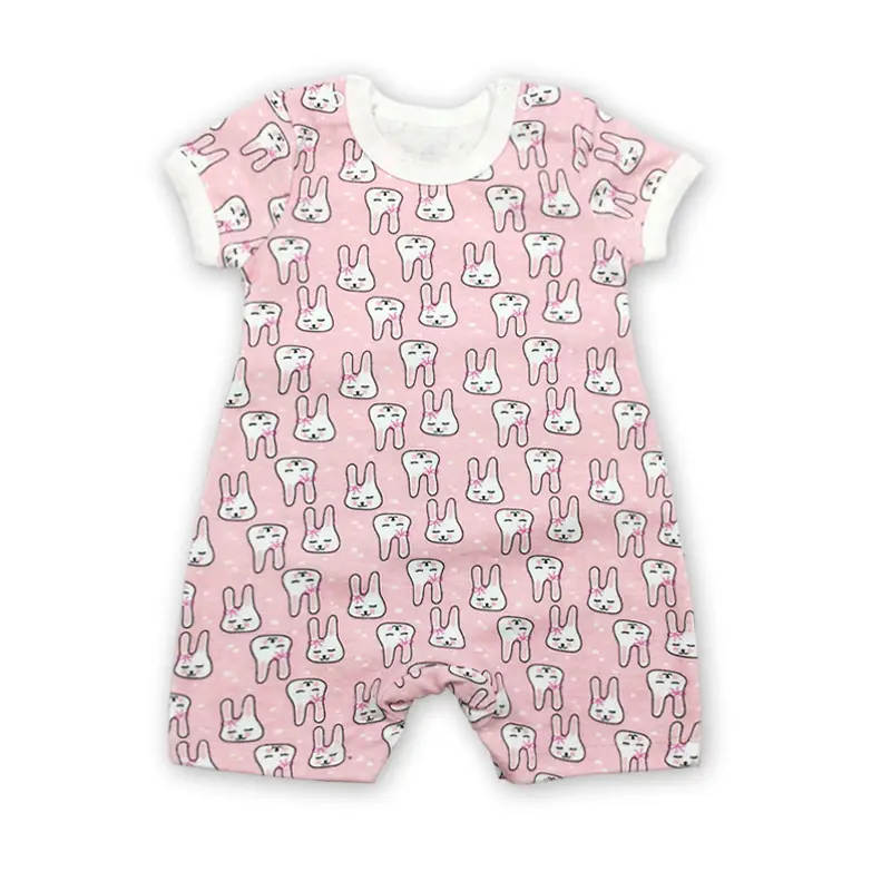 Newborn Cotton Cat Print Shorts Suit Pink Spring Summer - Image 7