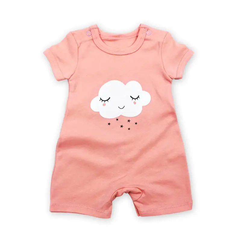 Newborn Cotton Cat Print Shorts Suit Pink Spring Summer - Image 8