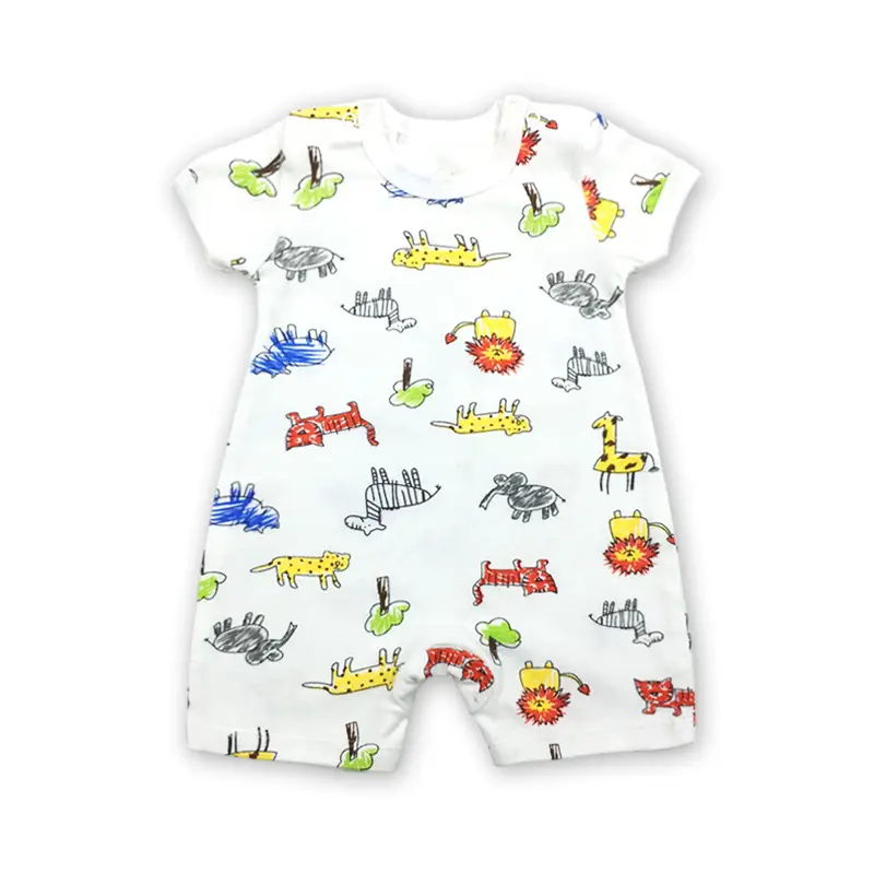 Newborn Cotton Cat Print Shorts Suit Pink Spring Summer - Image 9