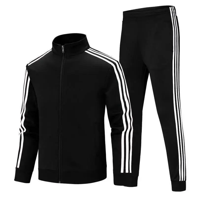 Men Women Running Track Suit Black Zip Hood Sweatpants
