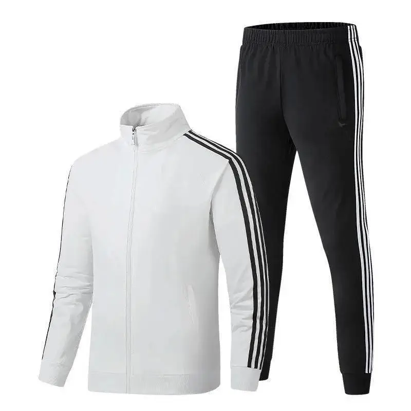 Men Women Running Track Suit Black Zip Hood Sweatpants