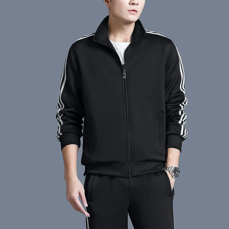 Men Women Running Track Suit Black Zip Hood Sweatpants — feature 6
