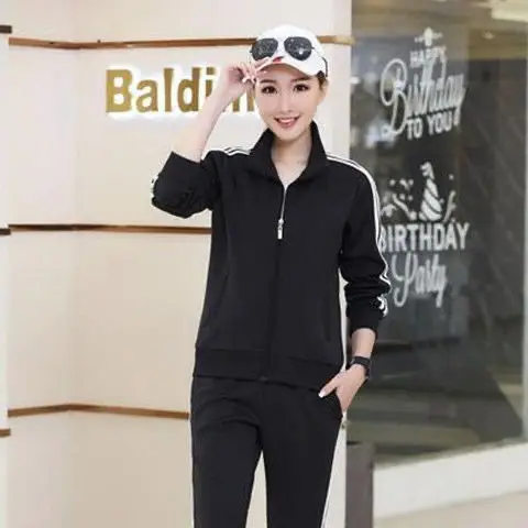Men Women Running Track Suit Black Zip Hood Sweatpants — feature 7