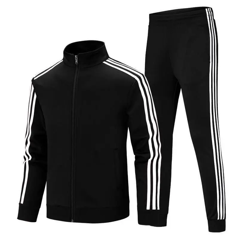 Men Women Running Track Suit Black Zip Hood Sweatpants — feature 8