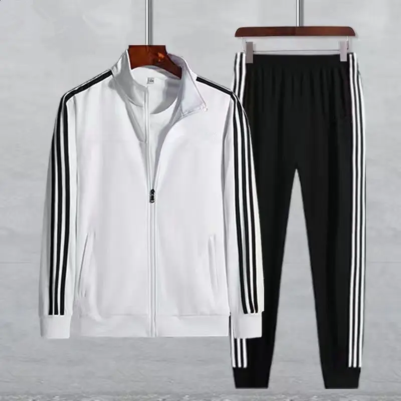 Men Women Running Track Suit Black Zip Hood Sweatpants