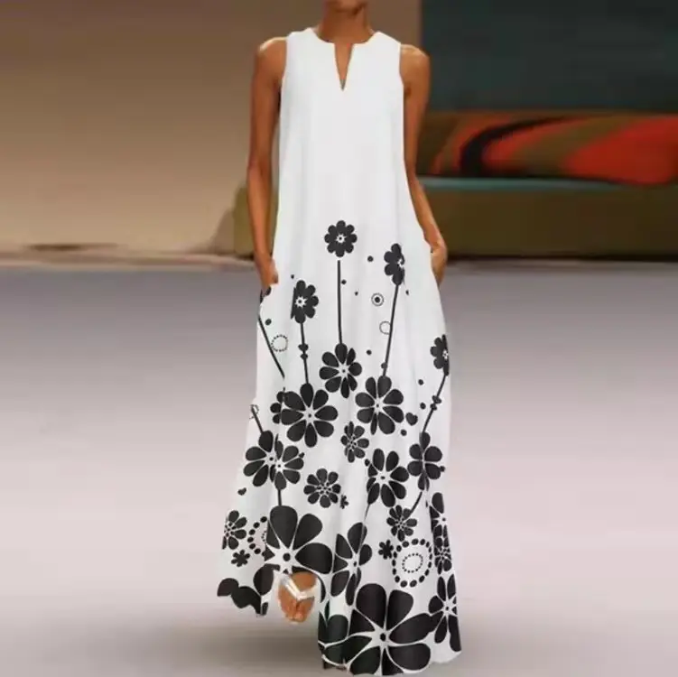 Black Floral Long Sleeve Dress for Women - Image 2