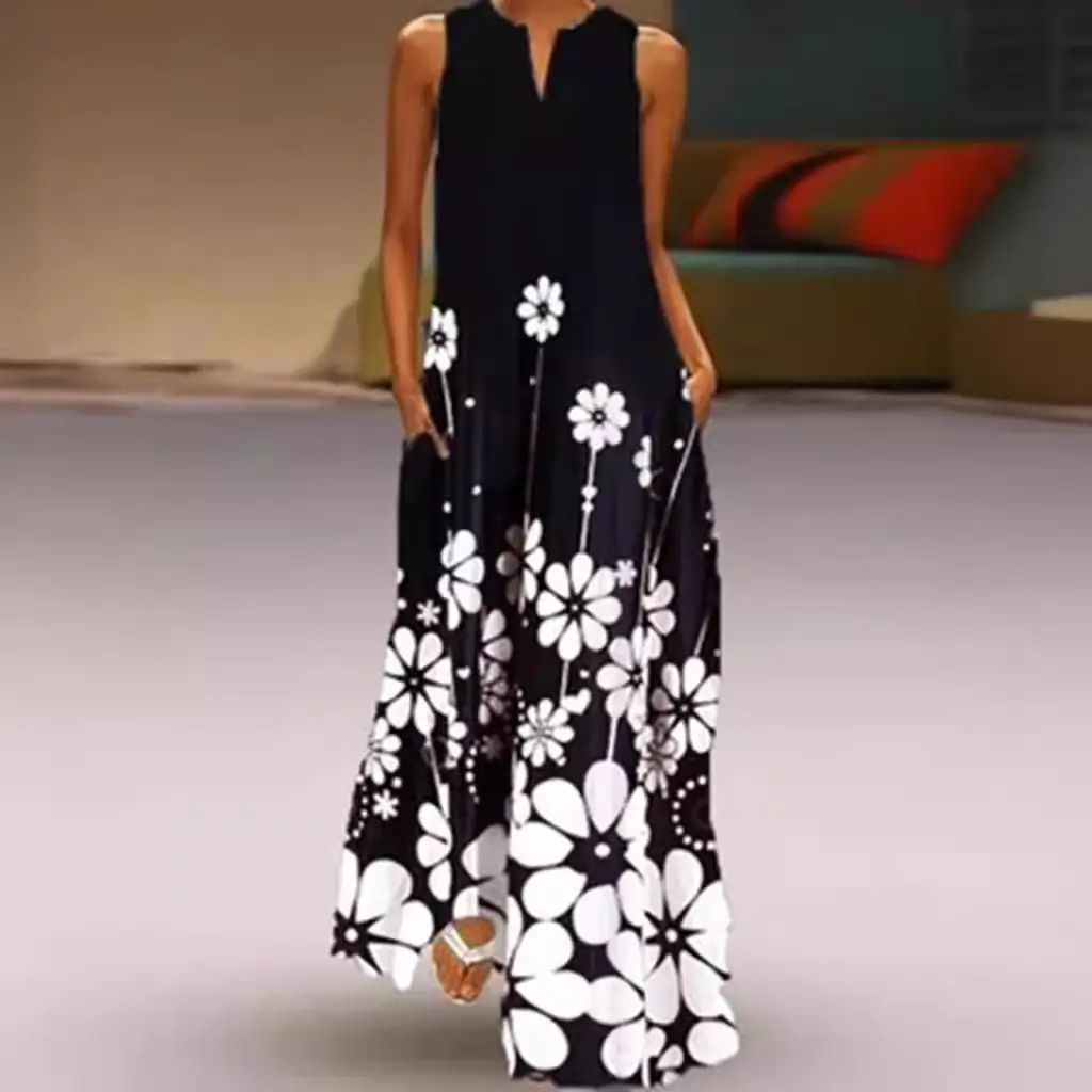 Black Floral Long Sleeve Dress for Women - Image 11