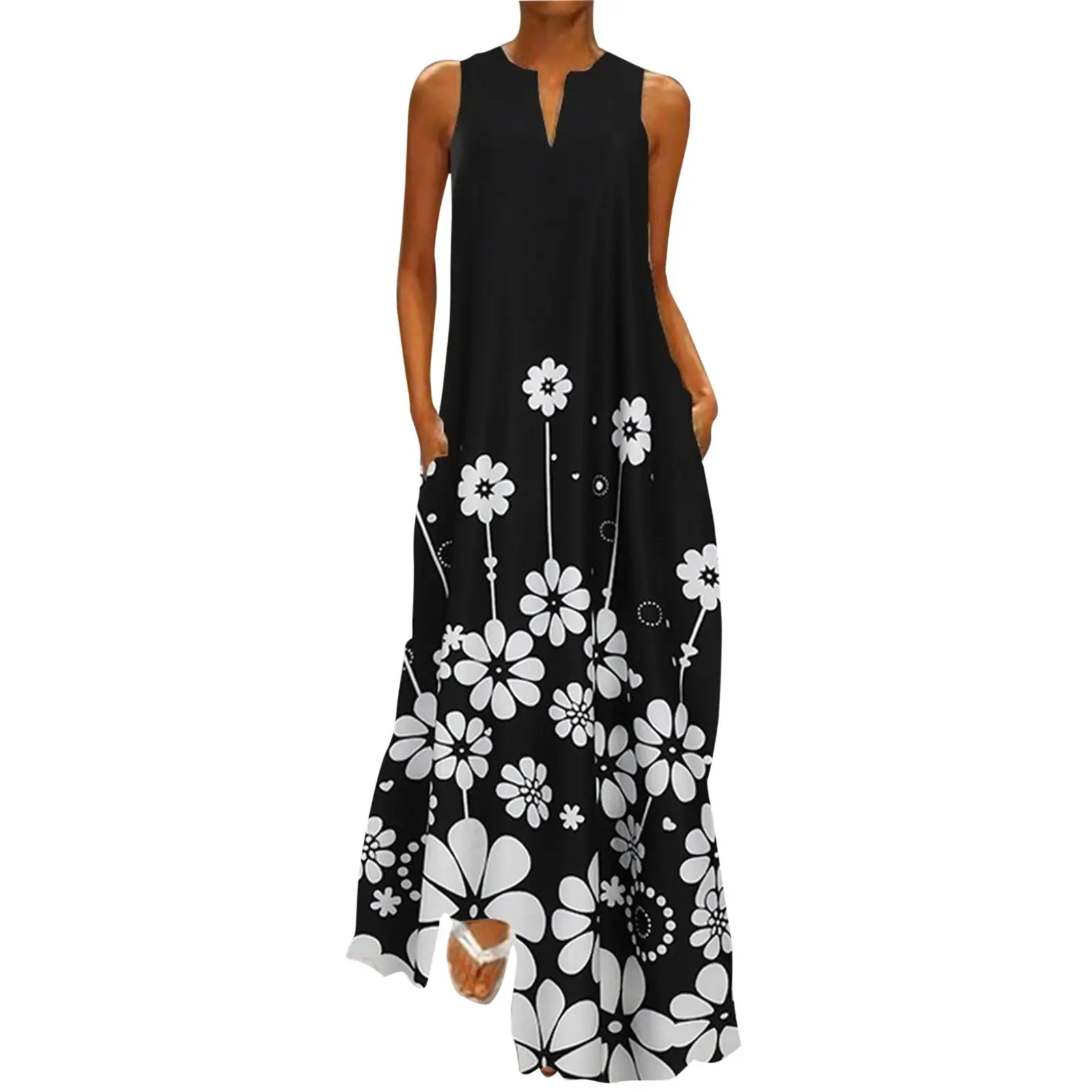Black Floral Long Sleeve Dress for Women - Image 8
