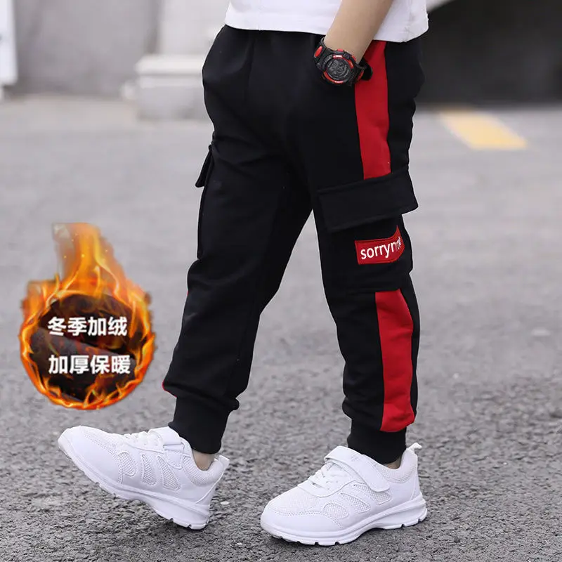 Boys Pants Black Red Cotton Spring Autumn 2025 - Image 3
