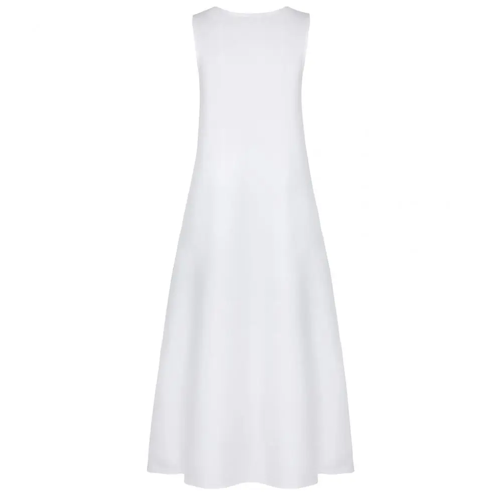 Women Vintage Printed V-Neck Sleeveless Dress Red White Black — feature 7