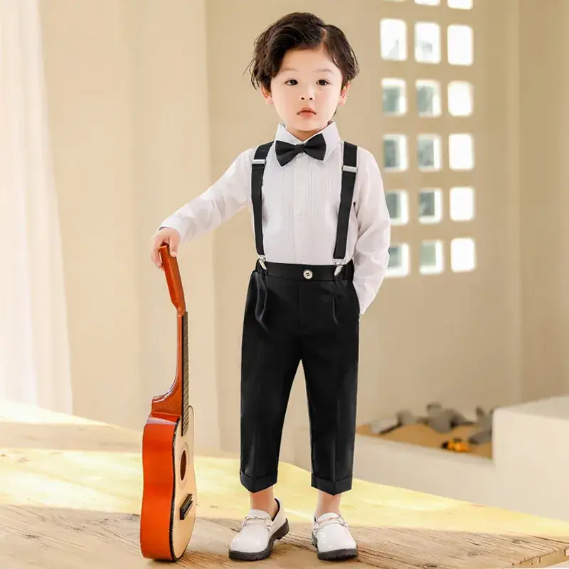 Boys' Black Bow Tie Suit Summer British Performance Suit - Image 6