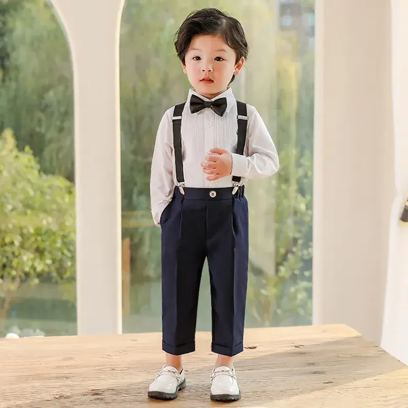 Boys' Black Bow Tie Suit Summer British Performance Suit - Image 7
