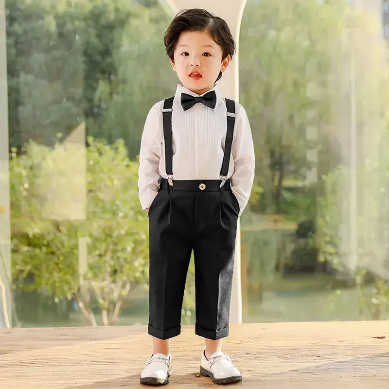 Boys' Black Bow Tie Suit Summer British Performance Suit - Image 8