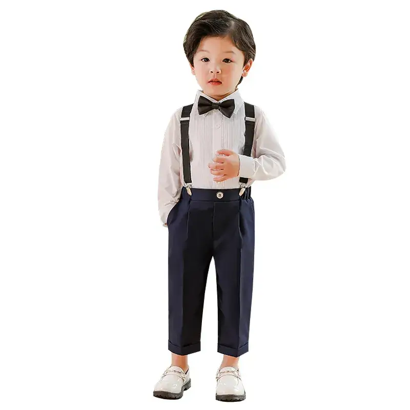 Boys' Black Bow Tie Suit Summer British Performance Suit - Image 9