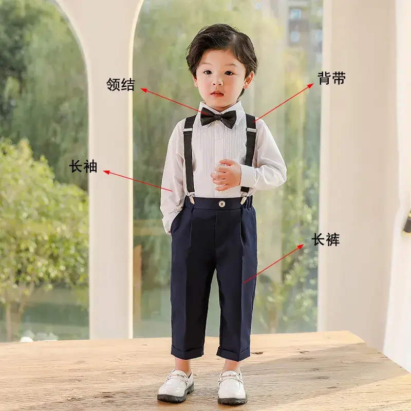 Boys' Black Bow Tie Suit Summer British Performance Suit - Image 2