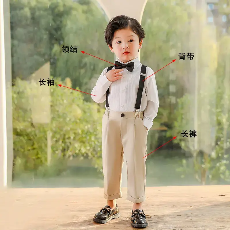 Boys' Black Bow Tie Suit Summer British Performance Suit - Image 3