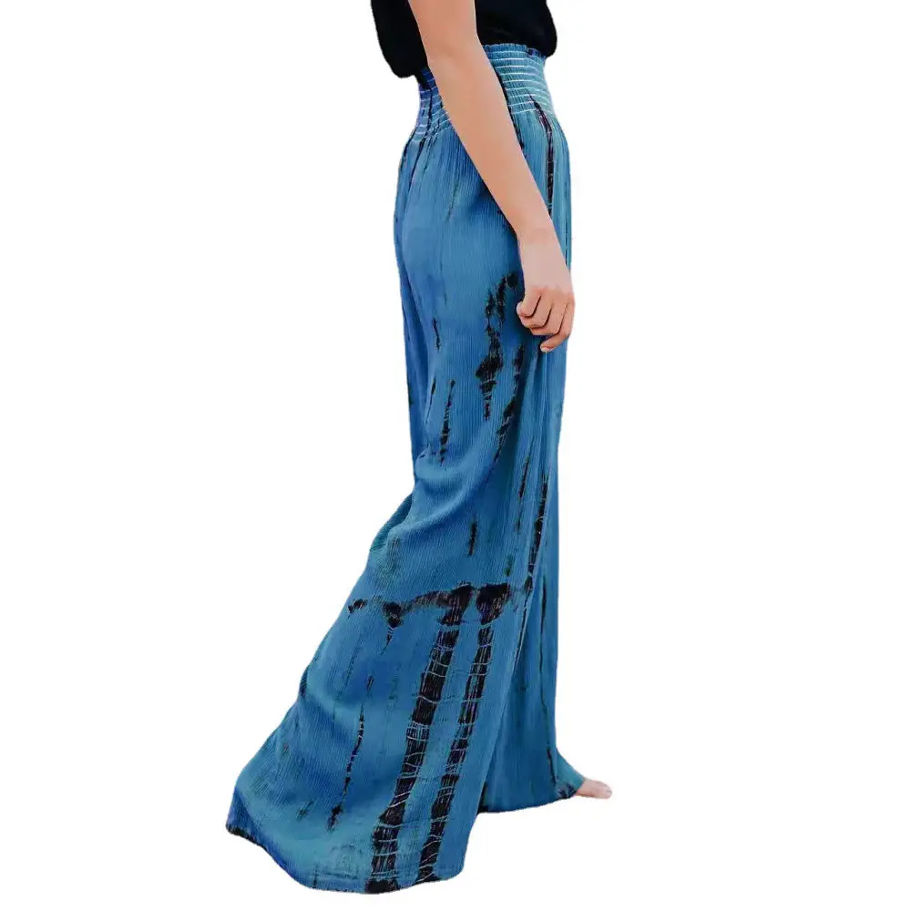Pink Tie-Dye Wide Leg Elastic Waist Pants