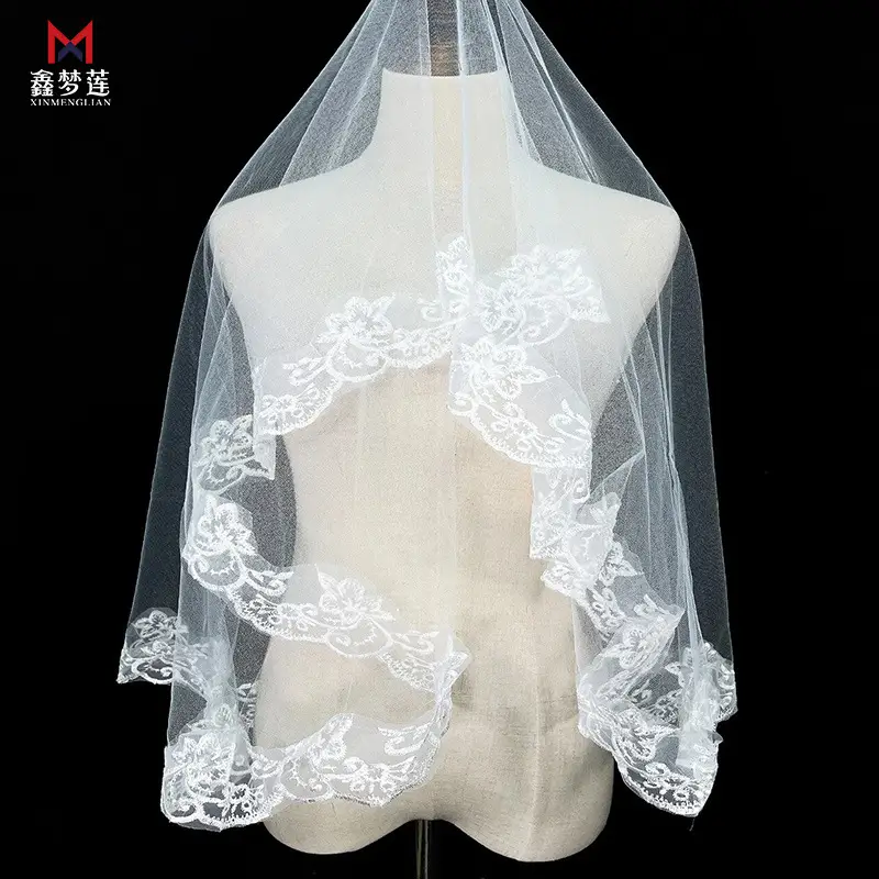 1.5m Single Layer Lace Wedding Veil European American - Image 2