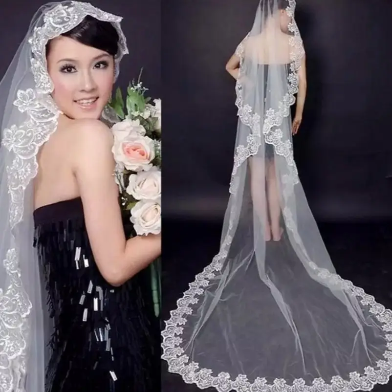 1.5m Single Layer Lace Wedding Veil European American - Image 5