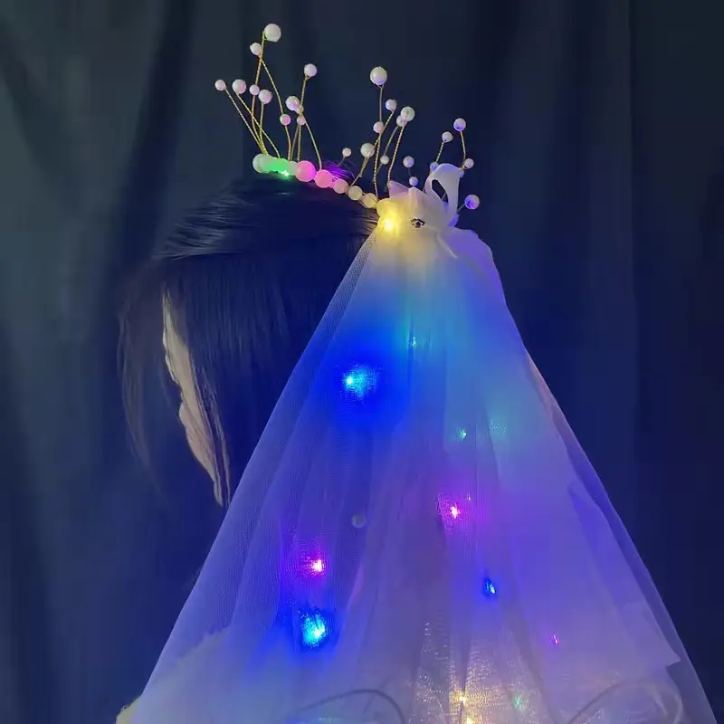 LED Fairy Bridal Headnet with Multi Color Lights - Image 8
