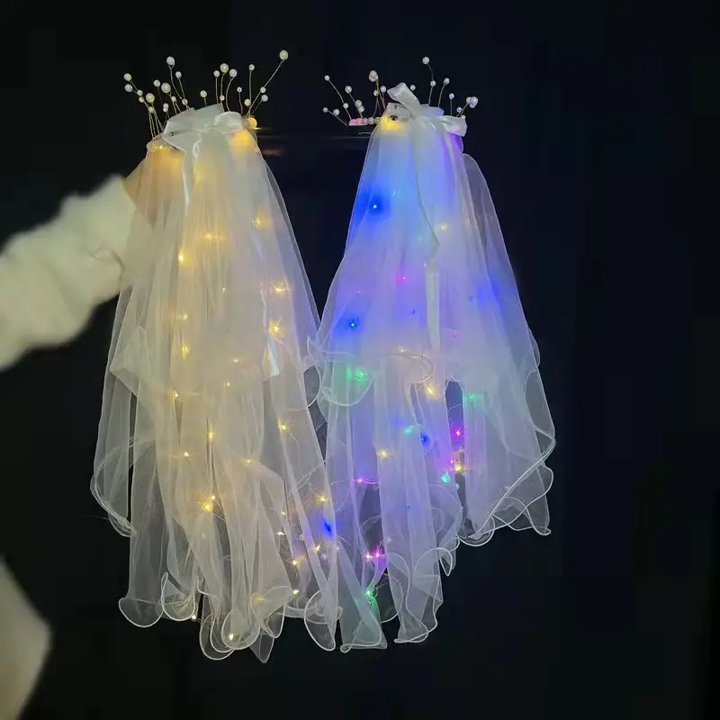 LED Fairy Bridal Headnet with Multi Color Lights - Image 9