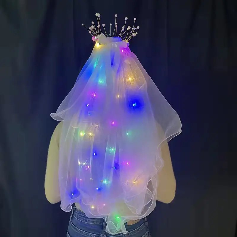 LED Fairy Bridal Headnet with Multi Color Lights - Image 3