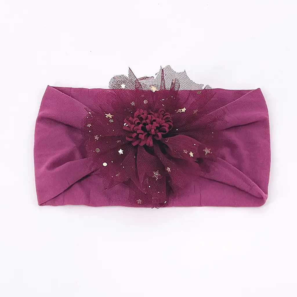 2022 Gauze Star Flower Hair Bands Baby Turban Set