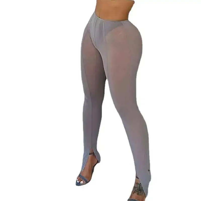 Cross-Border See-Through Low Waist Slim Fitting Trousers for Women - Image 5