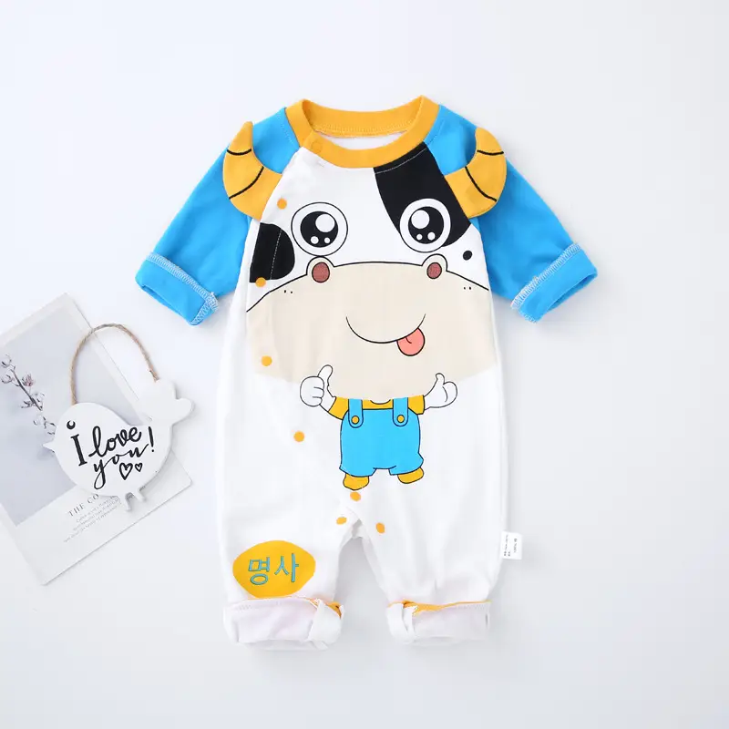 Pink Cotton Baby Jumpsuit with Rabbit Print - Image 3