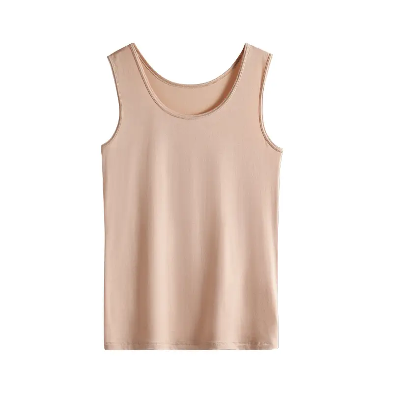 Women's Knitted Bottoming Vest Solid Beige Summer Casual
