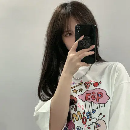2022 Women's Loose Crewneck T-Shirt with Colorful Print - Image 2