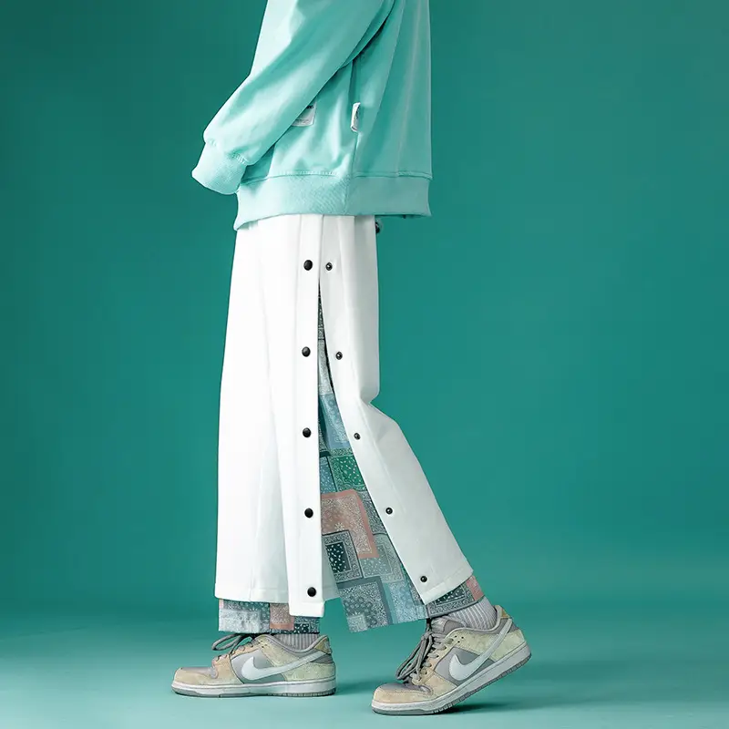 2022 Fake Two-Piece Casual Pants Men's Hong Kong Style Loose Running Pants - Image 4