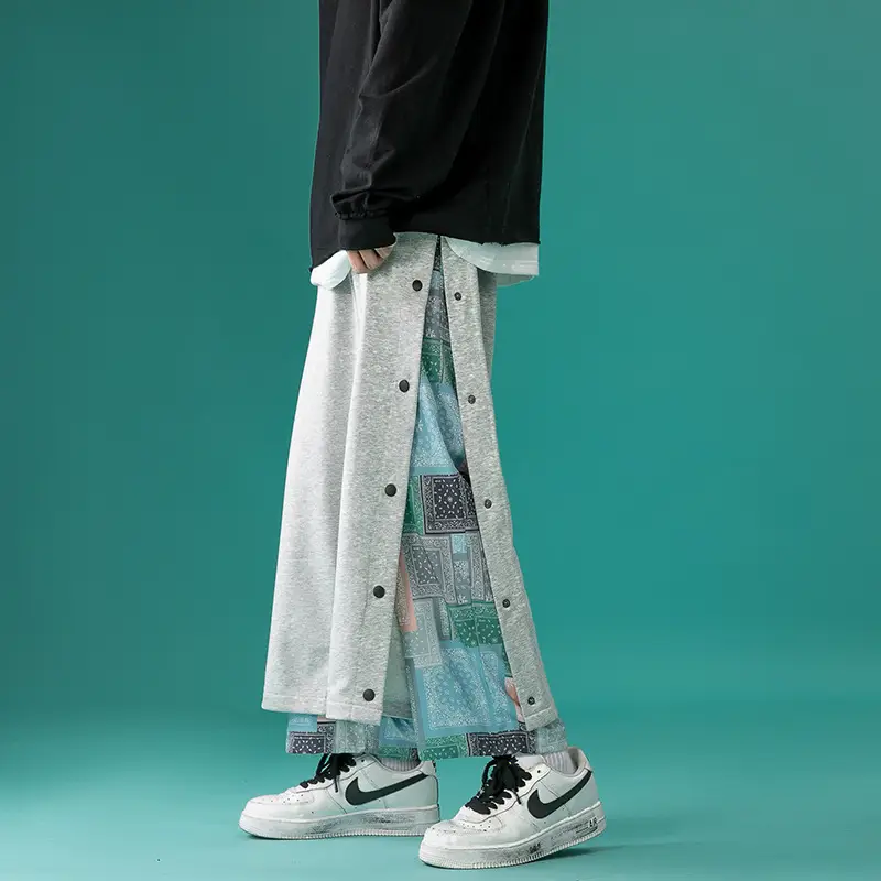 2022 Fake Two-Piece Casual Pants Men's Hong Kong Style Loose Running Pants - Image 5