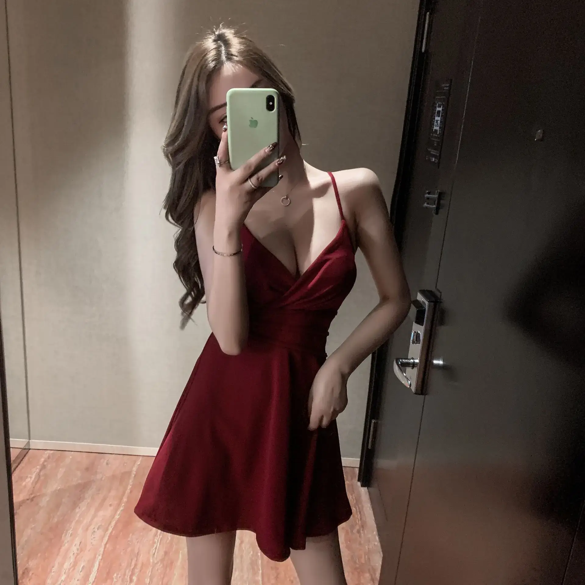 Black Low Cut A-Line Swimwear Dress for Women