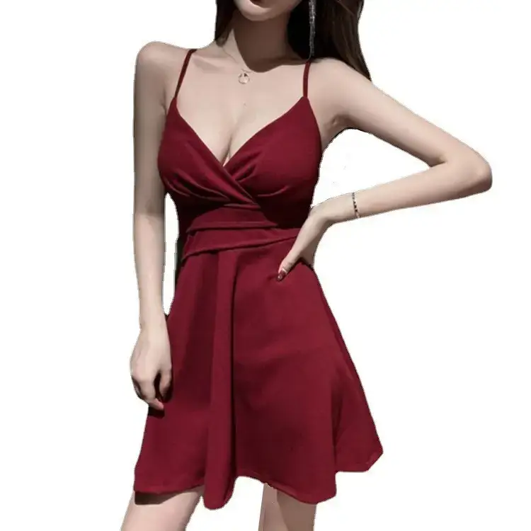 Black Low Cut A-Line Swimwear Dress for Women