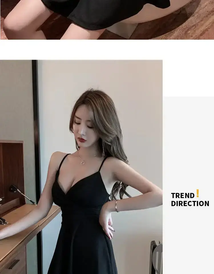 Black Low Cut A-Line Swimwear Dress for Women — feature 5
