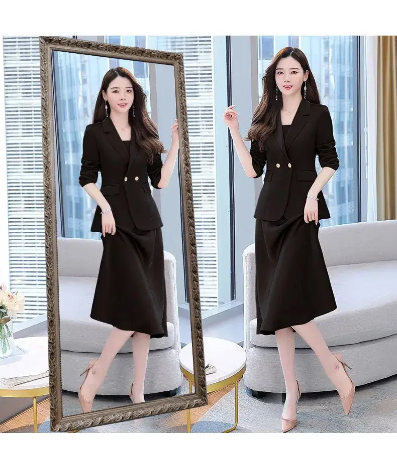 Korean Style Slim Suit Women Beige 2-Piece Suit — feature 5
